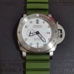 Copy Panerai Luminor Submersible White Dial Green Rubber Strap Watch PAM01223 47MM